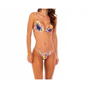 NEW SOAH women's mia triangle bikini top in yellow floral